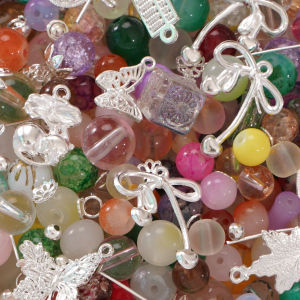 Mixed Color Glass Beads Alloy Accessories Mixed Material Package For Handmade Bracelet Necklace Earring Keychain DIY Craft Jewelry Making Accessories