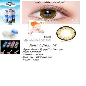 Paket Lengkap Softlens ICE N8 BIG EYES 16mm