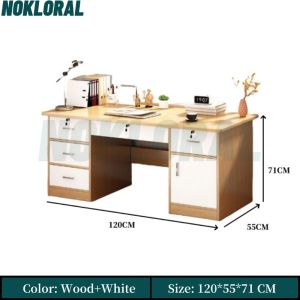 NOKLORAL Modern Office Desk Computer Desk Study Desk With Drawer Cabinet Writing Desk