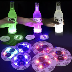 AN Stiker cangkir lampu LED botol bercahaya warna-warni flash/stiker botol anggur bercahaya modis stiker cangkir botol anggur KTV bar lampu LED tatakan gelas bercahaya COD