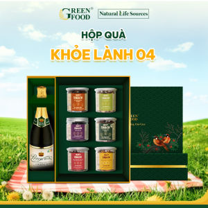 Hộp quà Khoẻ Lành 04 GREEN FOOD - Hộp quà đồ ăn vặt và nước trái cây Quà tặng sang trọng cho đối tác người thân