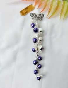 Hijabnur1 - Pin HIjab Mutiara Panjang/ Peniti Dagu /Bros Hijab Juntai Bunga Mutiara Handmade