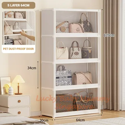 Dustproof Bag Storage Cabinet with Flip Door/Transparent Multilayer Rack/Large Capacity Organizer/readystock