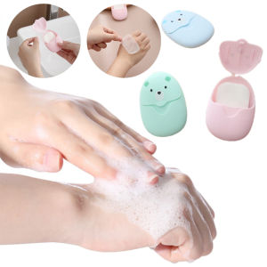 50 Sheets Disposable Boxed Paper Soap Cute Portable Hand Washing Soap Outdoor Travel Mini Soap Paper