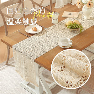 36cm Width Christmas Green Cotton Linen KnittingTable Runner Bohemian Tassels Dining Table Decoration For Farmhouse Kitchen Vintage Christmas New Year Wedding Party Decoration