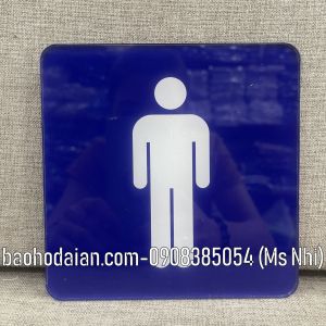 Biển báo mica chỉ dẫn nhà vệ sinh nam nữ KT15x15cm