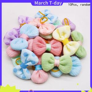 March 5 10 cái nơ cao su ban nhạc kẹo màu chó tóc ban nhạc tóc dài tóc con chó con bowknots tóc phụ kiện vật nuôi chải chuốt vật nuôi dễ thương
