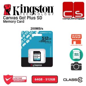 Kingston Canvas Go! Plus SD 170MB/s Class 10 UHS-I Memory Card - 64GB/128GB/256GB/512GB