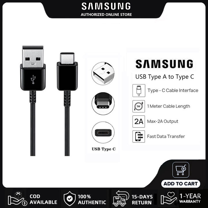 Samsung Cable Type C 2A Cord Original 15W Fast Charging for Galaxy S8 S9  S10 S20 S21 S22 S23 Ultra Note 10 Plus Lazada PH