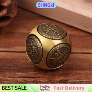 SHNGki Six-faced Four Blessing Luck Money Fidget Spinner Brass Stress Relief Cube Decompression Ball Fidget Toys Crafts