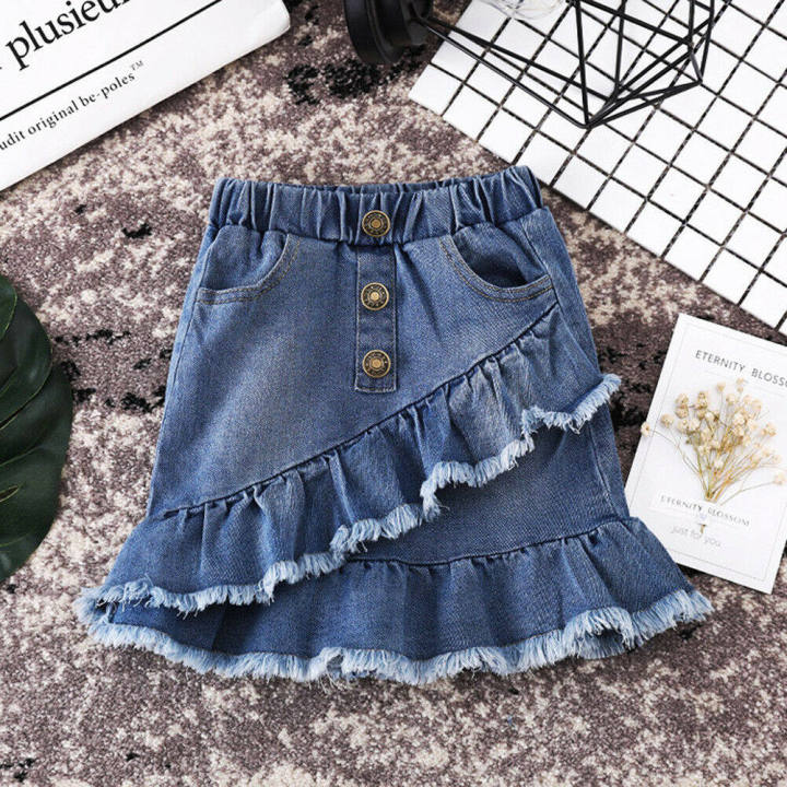 Thorn Tree 1-6Years Toddler Kids Girl Blue Denim Mini Skirt Short