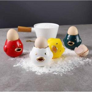 Cute Creative Ceramic Egg White Separator Egg Yolk Protein Separator Filter Baking Tools Kitchen Utensils Yellow Pink Chicken Egg Filter Baking Utensils