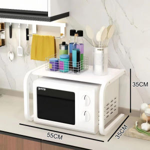 Kitchen Rack Organizer 55CM Length Microwave Rack U-Shaped Oven Shelf Home Double Countertop Storage Bracket Rice Cooker Rack Desktop
