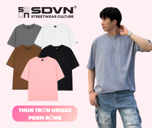 ÁO THUN TRƠN FORM RỘNG UNISEX NAM NỮ SDVN Cotton 100% Thoáng Mát Áo Phông Tay Lỡ Nam Nữ Basic Nhiều Màu Dày Dặn