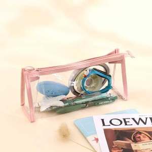 LHS.Ph Stationary Organizer 1pcs Transparent Pencil Case with Zipper PVC Waterproof Pencil Case