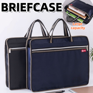 Business Briefcase Double Layered Thickened Briefcase Waterproof Handbag Office Study Materials File Bag Laptop Bag Mens Office Bag