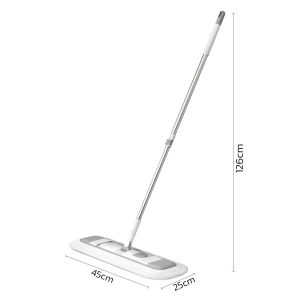 Thejoyful ไม้ม็อบถูพื้น ไม้ถูพื้น ไม้ถูพื้นไมโครไฟเบอร์ Flat Mop ไม้ม๊อบสเเตนเลส หมุนได้ พร้อมผ้าม็อบ ขนาด 45ซม. 55ซม. ดูดซับน้ำได้ดี