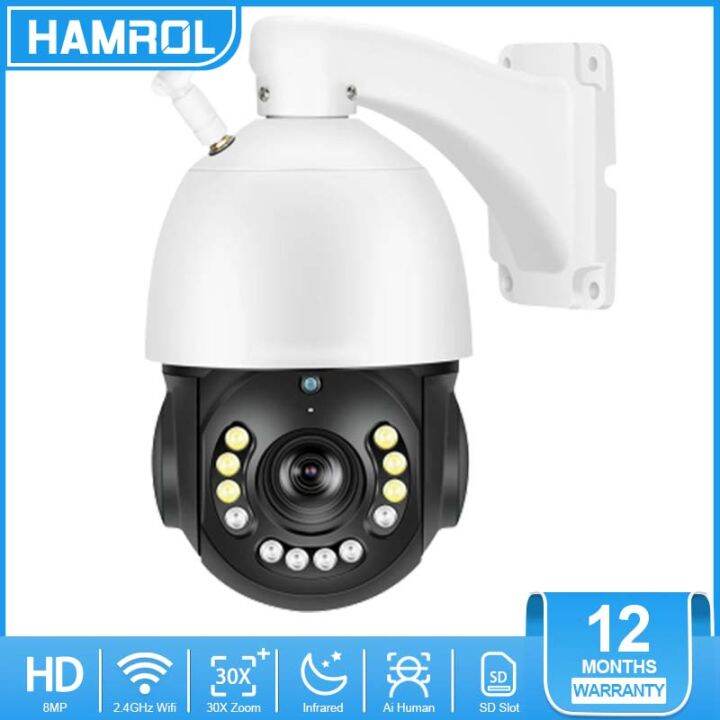 Hamrol New 8MP 4K PTZ POE Camera Wifi Outdoor AI Human Tracking 30X ...