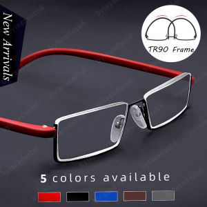 TR90 Kính Đọc Sách Kính Mắt Chống Ánh Sáng Xanh Cho Nam Nữ Với Lớp + 1.0 + 1.5 + 2.0 + 2.5 + 3.0 + 4.0 Cho Xa Cận Thị NỬA KHUNG Phong Cách