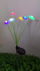 SXH LED Solar Jellyfish Light   Silicone Mushroom Ground Plug Lamp Outdoor Garden Courtyard Atmosphere Decoration Lawn Lamp