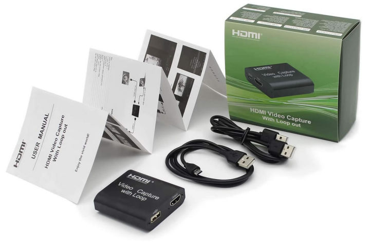 Visual Capture Cable Video Capture Card with Loop Out, HDMI to HDMI & USB 2.0 1080P, Plug ...