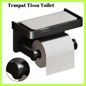 Tempat Tissue Toilet Kamar Mandi Tempel di dinding Aesthetic Unik Murah Gantungan Roller Tisu Kamar Mandi Toilet Paper Aluminium Tahan Karat / TmpAt tisu Toilet dan Handphone Aesthetic