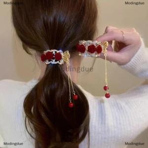 [COD] Modingdue Fashion Rhinestone Tassel Hair Claws Flowers Hair Clip Women Barrettes Ponytail Holder Hairpins Hair Accessories Gifts
