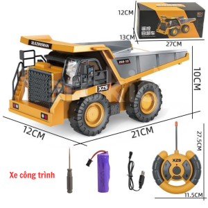 Xe Ô Tô Đồ Chơi Công Trình Điều Khiển Từ Xa Cao Cấp Máy Múc Gầu Sắt 11 Kênh Xe Ben Xuezhishan