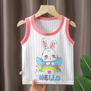 TUmama Áo ba lỗ thỏ hoạt hình dễ thương cho trẻ mới biết đi mùa hè cotton áo vest sát nách thoáng khí với thiết kế cầu vồng