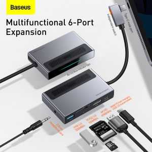 【Ready Stock】Baseus Magic Multifunctional Type C Hub with Retractable clip standard edition 100w PD charger 6 port expansion