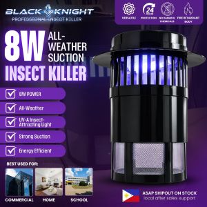 Black Knight 8W All-Weather Suction Insect Killer UV Light Mosquito and Flying Insect Trap for Home Shop Commercial and Farm Use