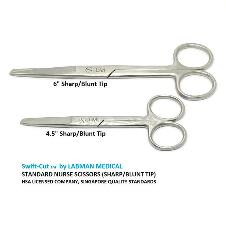 LM Standard Nurse Scissors, surgical scissors, nurse utility scissors, sharpblunt, autoclavable