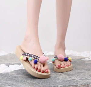 Free Shipping Ins-Style Faux Rope Sandals Outdoor Wear Ethnic-Style Flip-Flops Beach Wedge Sandals WomenS Sandals