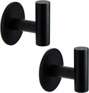 2 Pack Towel Hooks Stainless Steel Matte Black Coat Hooks Wall Hooks
