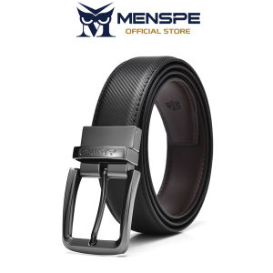 MENSPE Men Belt Outdoor Simple Belt Pin Buckle Belt Rotating Buckle Second-layer Cowhide Waistband Double-Sided Two-Color Belt Youth Jeans Suit Pants Belt Simple Nice Waistband