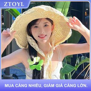 【ZTOYL】 Ren ren rỗng mũ rơm cho phụ nữ mùa hè bãi biển đi chơi thoáng khí mặt trời bảo vệ Lớn Vành mũ mặt trời