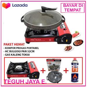 PAKET HEMAT PROGAS Kompor Portable + Bulgogi Pan + Gas Kaleng 1Bh - TERLARIS