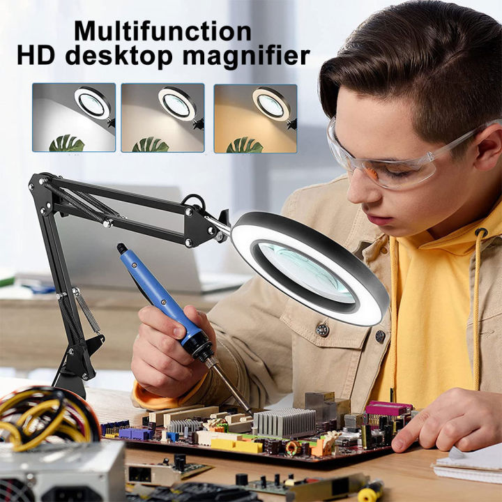 Desktop magnifier store with led light