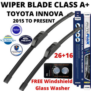 AutoFlux Wiper Blade Class A+ Toyota Innova 2015 to Present | FREE Windshield Glass Washer | 26+16