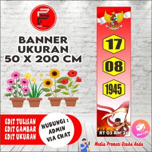 Banner HUT RI / Spanduk Hari Kemerdekaan / Spanduk Gapura HUT RI/ Spanduk Ukuran 50 x 200 cm