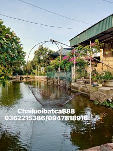 Vó bắt cá dù câu cá vó kéo cá tôm tép màu gụ bền rộng cạnh 24mx2m4 mắt 09 mm