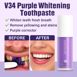 Magic Purple Toothpaste for Stubborn Teeth Stains Advanced Bad Breath Fighter Whitening Mousse Foam V34 Tech