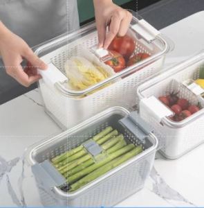 Storage Food Fresh Box Penyimpanan Makanan/ Kotak Dengan saringan dan sekat untuk Kulkas / wadah Buah Sayuran Segar