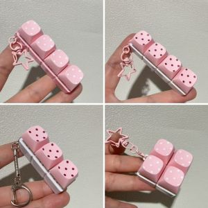 MODERNLUX Button Keycap Fidget Keychain 3/4/6/9 Keys Polka Dot Pattern Bag Pendants Stress Relief Keycap Fidget Toy for Adult Kid