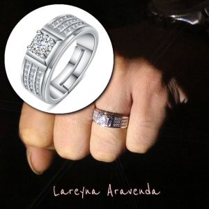 Lareyna Aravenda Cincin Pria Silver S925 Model Kristal Crystal Mewah CC019