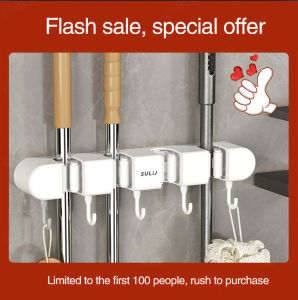 minbai01 【Space saving】Punch-free multifunctional and convenient mop holder