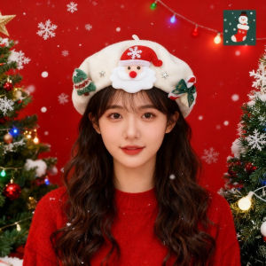 【Blinkin】หมวก คริสต์มาส หมวกเบเร่ ผ้าวูล ตกแต่งสไตล์คริสต์มาส แนวเกาหลี Christmas สําหรับผู้หญิง และนักเรียน