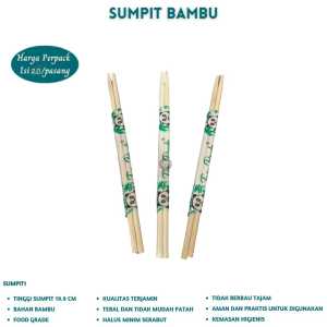 Sumpit Bambu Panda Bungkus Plastik Steril Sumpit Bakmi (Isi 20 Pasang / SMPT1)