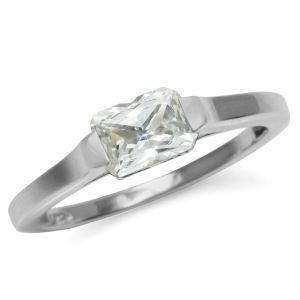 Silvershake แหวนเงินแท้ 925 ฝังเพชรสวิส เพชรโมอีส เพชรสังเคราะห์ White CZ แหวนแต่งงาน แหวนหมั้น แหวนสไตล์มินิมอล