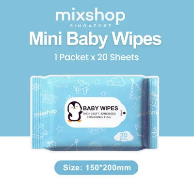 mixshop Mini Baby Wet Wipes Soft Wet Tissue Hand Mouth Body Safe for Skin Alcohol Free
